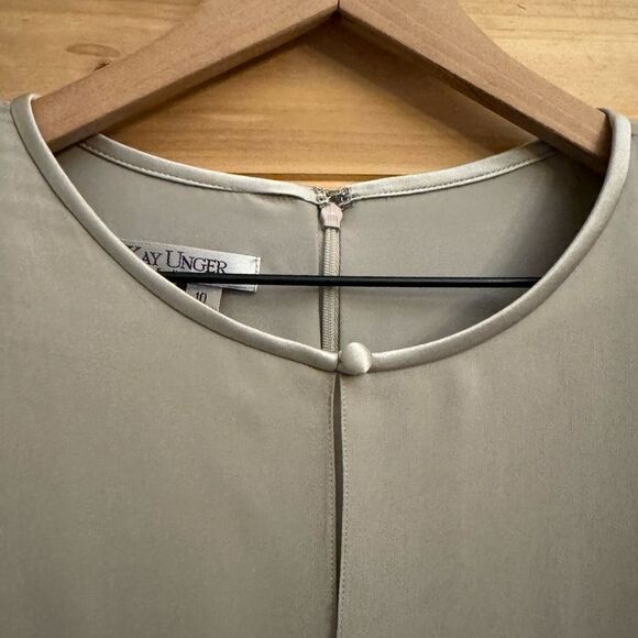 Vintage Kay Unger Size 10 Silk Long Sleeve Chiffon Overlay Knee Length Dress - Picture 7 of 14